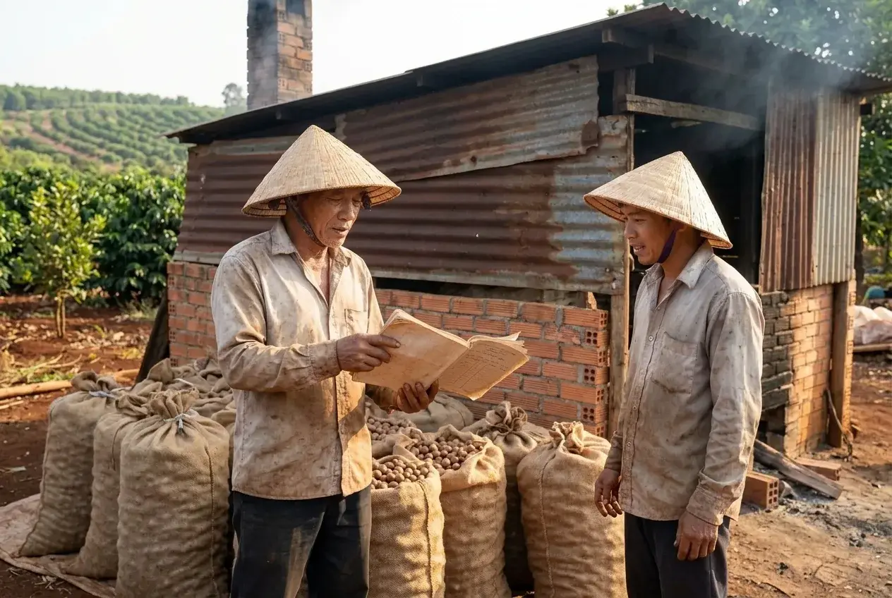 28 hộ, một cái lò sấy, ghi sổ từng mẻ